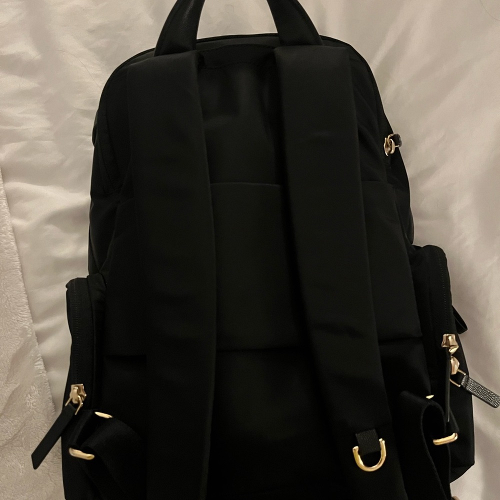 Tumi Jet Black Celina Medium Backpack with Gold Details - Picture 8 of 11